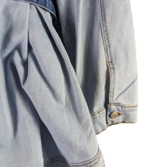 AZALEA WANG Gemini Blue Peplum Ruffled Denim Jacket Size 3XL Jean Akira - Picture 14 of 16